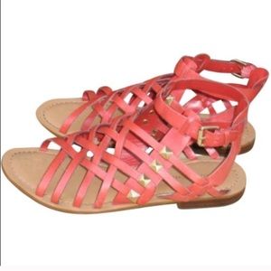 Marc Fisher Red Orange Studded Sandals